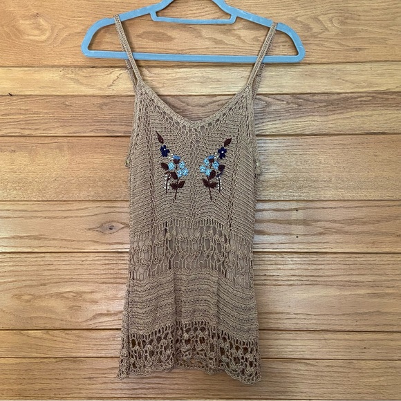 Y2K Wet Seal crochet floral embroidered tank top - Picture 1 of 6